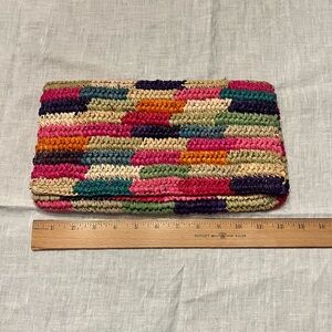 Rebecca Minkoff Multicolor Woven Raffia Straw Clutch